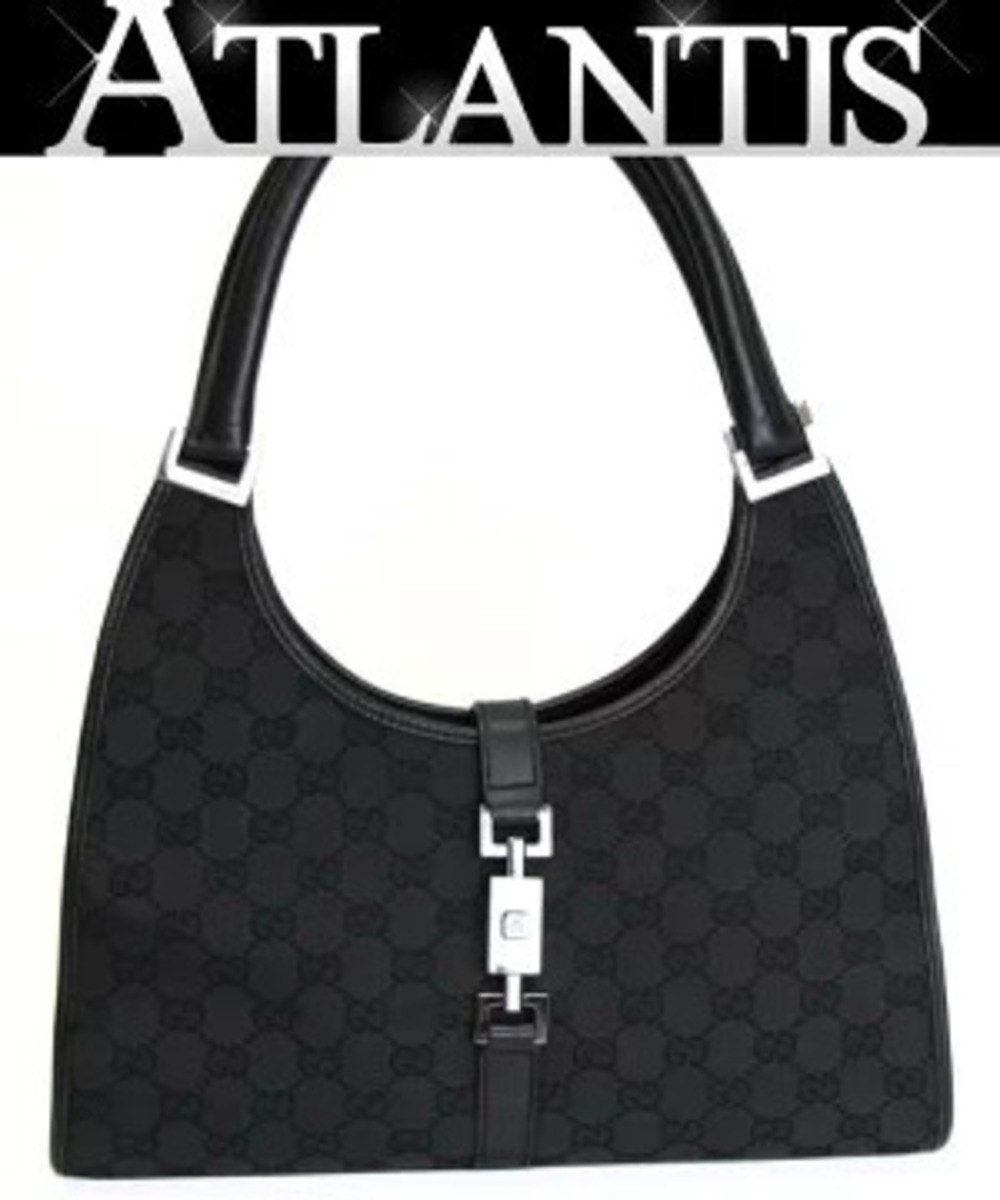 Gucci Jackie Handbag GG Black canvas leather